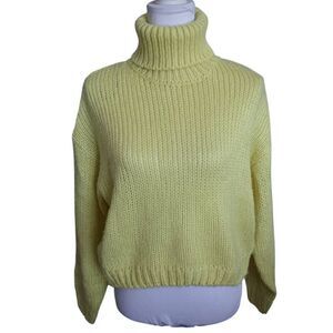 H&M HIGHLIGHTER YELLOW TURTLENECK SWEATER SZ.S EUC.